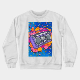 80s Boom Box Pattern Crewneck Sweatshirt